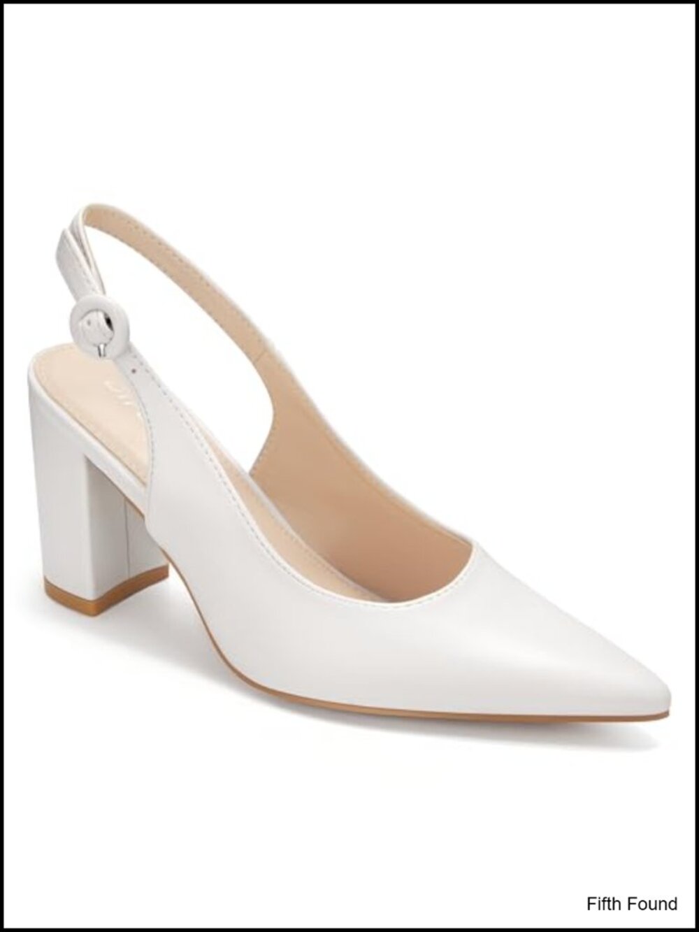 Women's Faux Leather Slingback Pointed Toe Block Heels Pumps Office Work